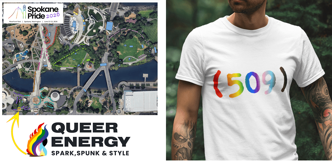 📍 FIND THE QUEER ENERGY BOOTH AT SPOKANE PRIDE! 🌈 See the map and share with your friends! - Queer Energy