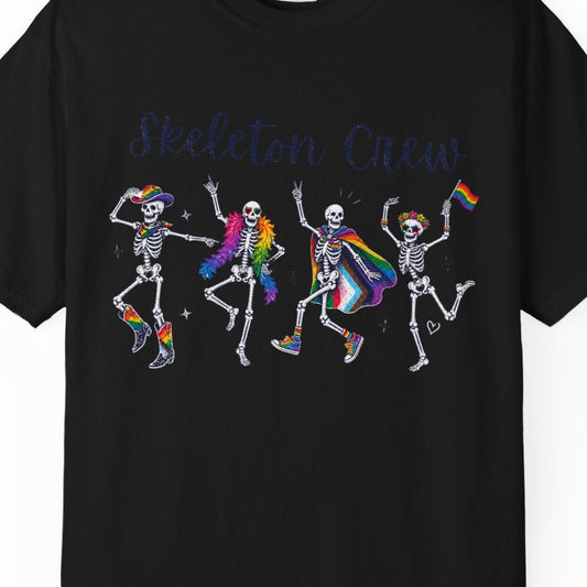 Skeleton Crew | Funny LGBTQ Halloween Gay Pride Tee Designed by Queer Energy