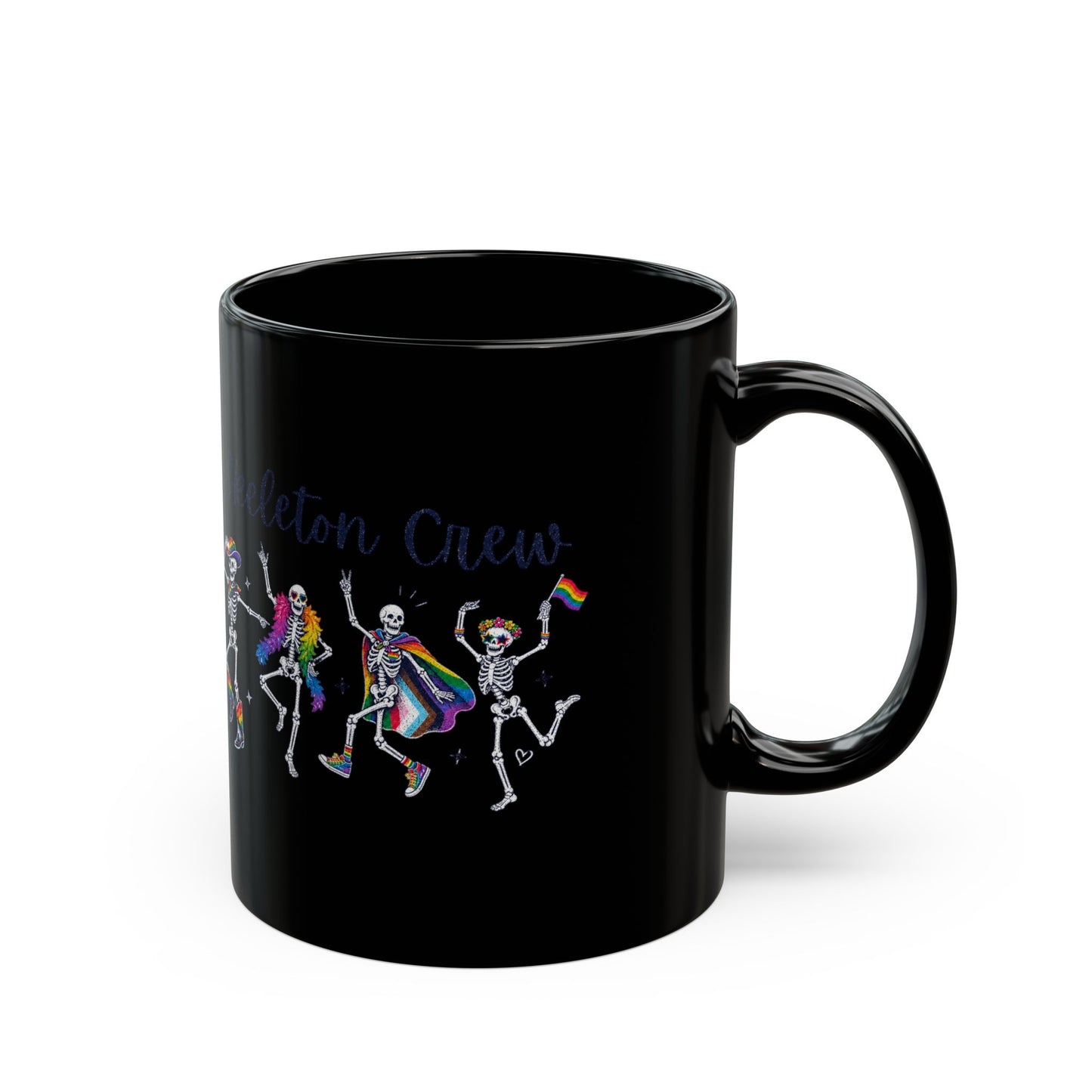 Skeleton Crew | Black Ceramic Mug (11oz) Designed by Queer Energy