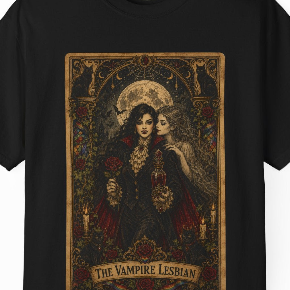The Vampire Lesbian | Gothic Halloween Lesbian Tee Designed by Queer Energy