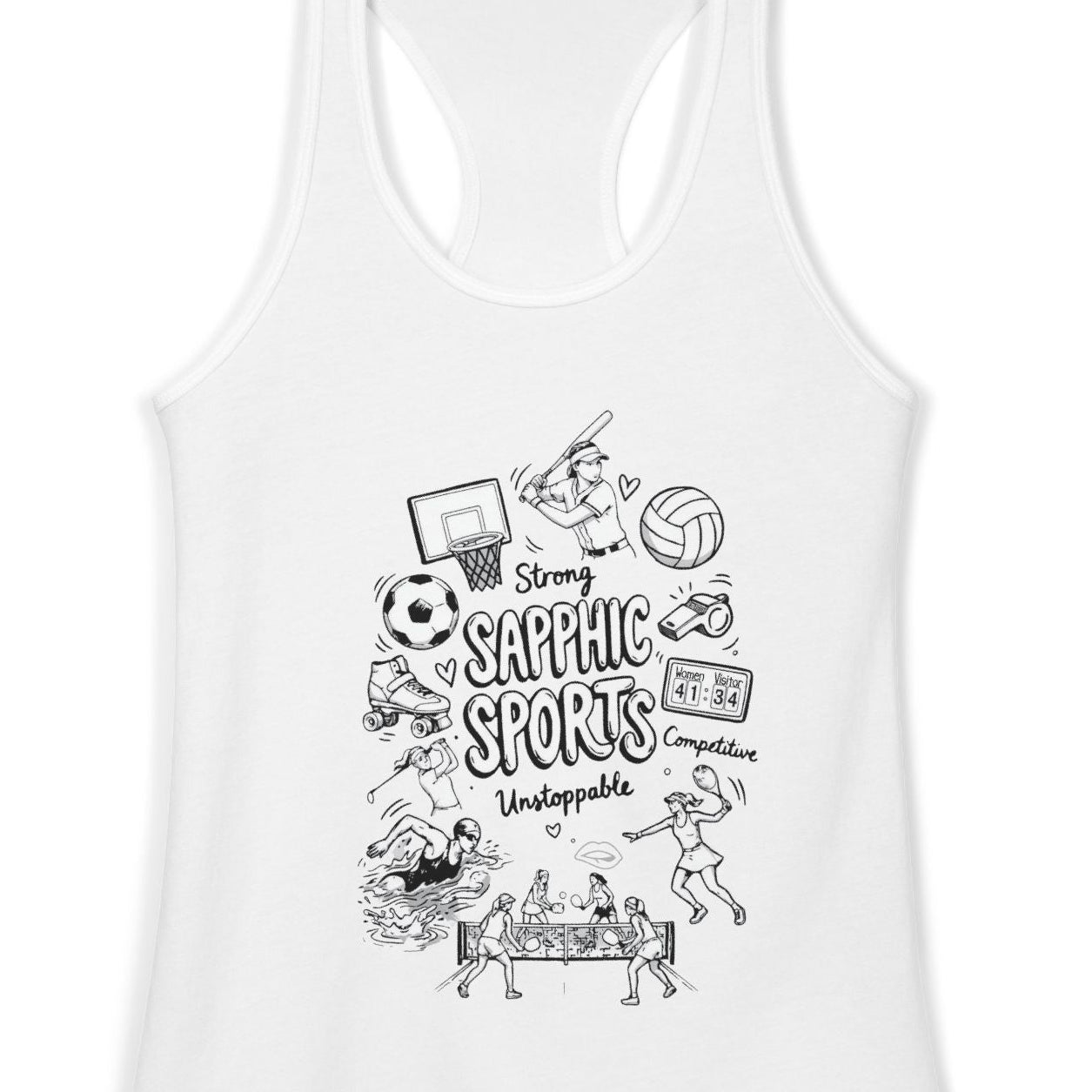 Sapphic Sports | Women's Racerback Tank Designed by Queer Energy
