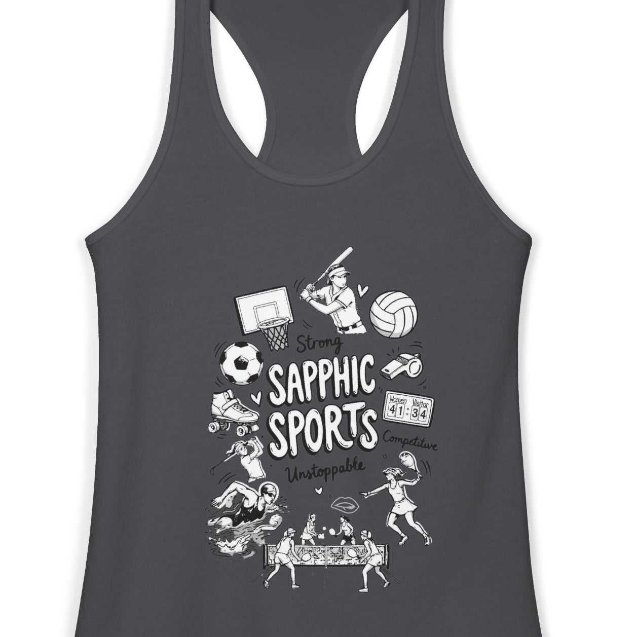 Sapphic Sports | Women's Racerback Tank Designed by Queer Energy