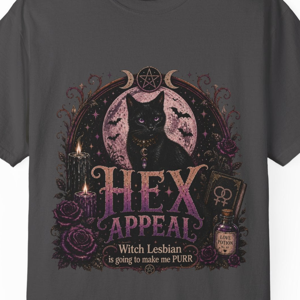 HEX APPEAL | Witch Lesbian is going to make me PURR - Halloween Tee Designed by Queer Energy