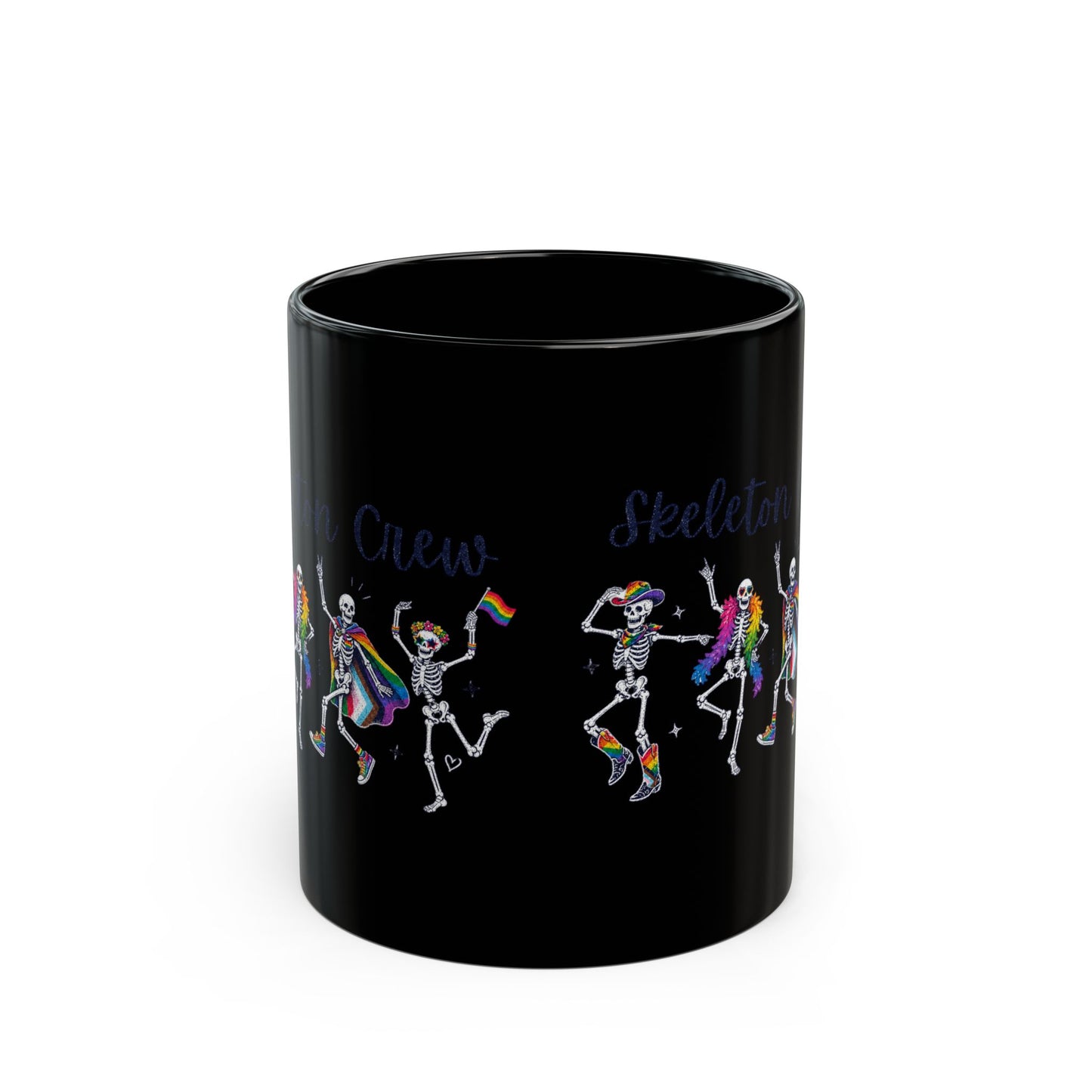 Skeleton Crew | Black Ceramic Mug (11oz) Designed by Queer Energy