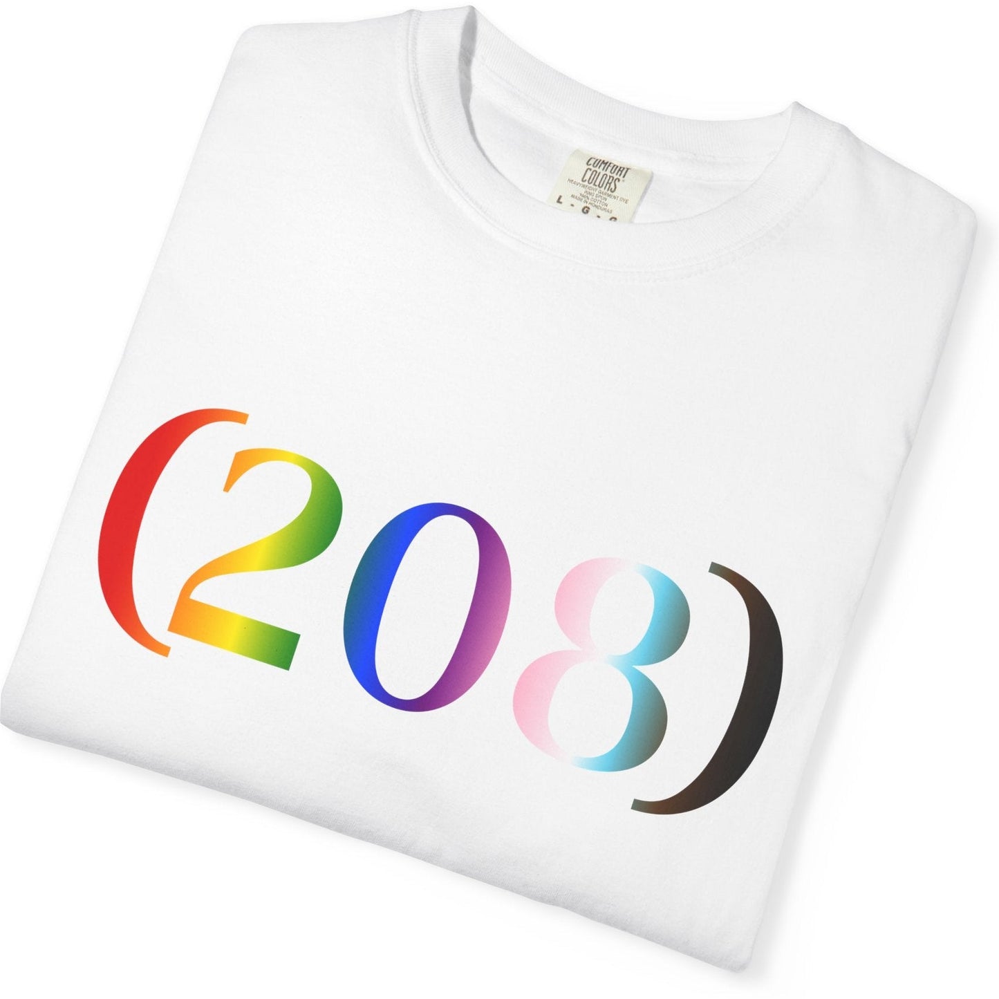 (208) Progress Flag Area Code T-Shirt — Pride Tee - Queer Energy