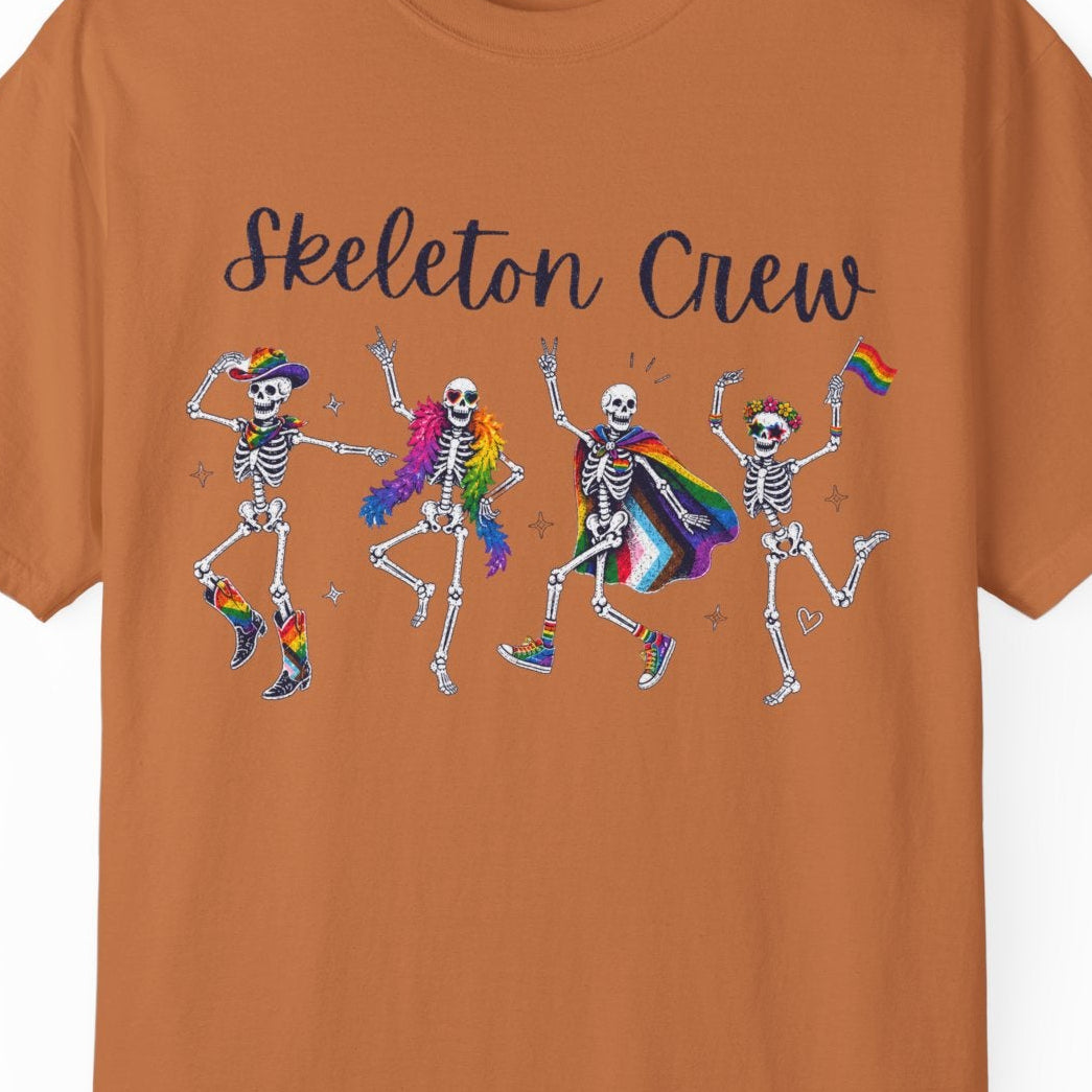 Skeleton Crew | Funny LGBTQ Halloween Gay Pride Tee Designed by Queer Energy