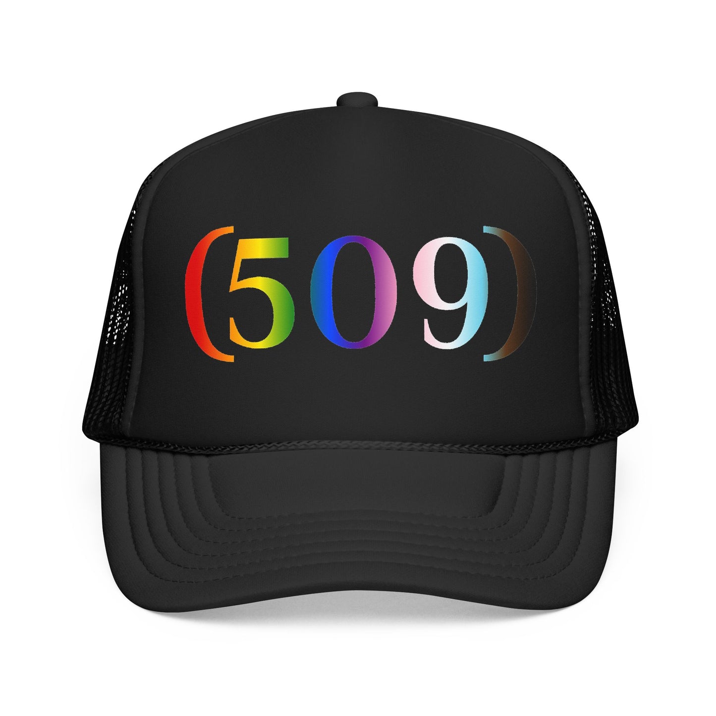 (509) Progress Flag Foam Trucker Hat | Designed by Queer Energy
