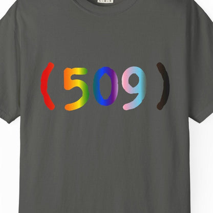 509 Area Code Rainbow T‑Shirt — Pride Local Spokane Phone Area Code Tee - Queer Energy