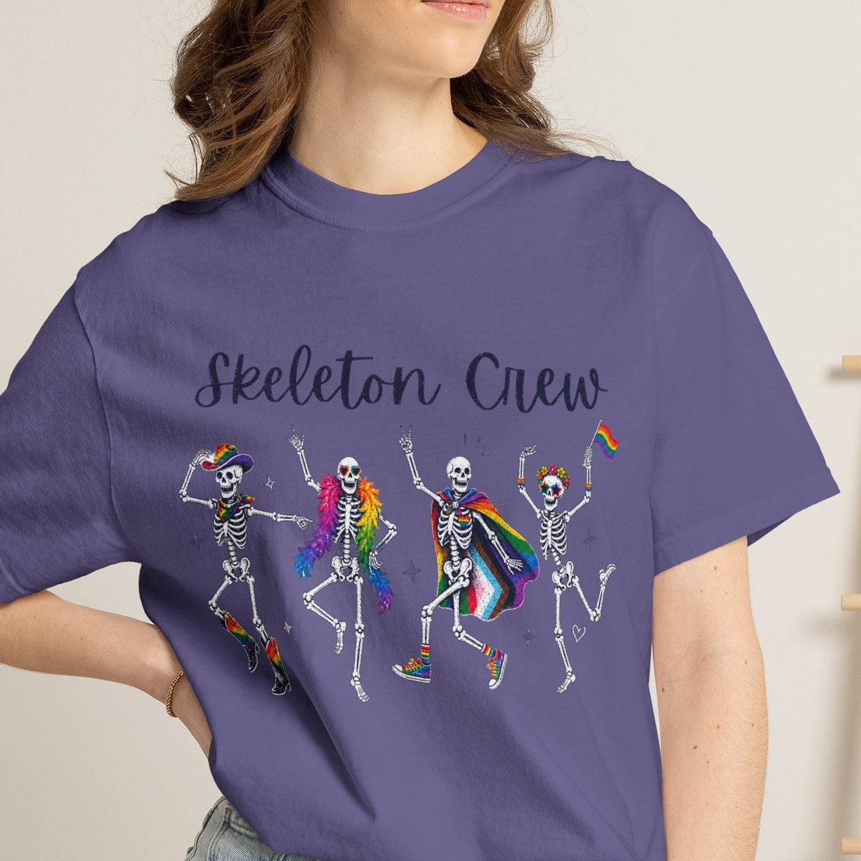 Skeleton Crew | Funny LGBTQ Halloween Gay Pride Tee Designed by Queer Energy