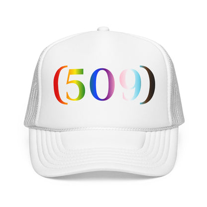 (509) Progress Flag Foam Trucker Hat | Designed by Queer Energy