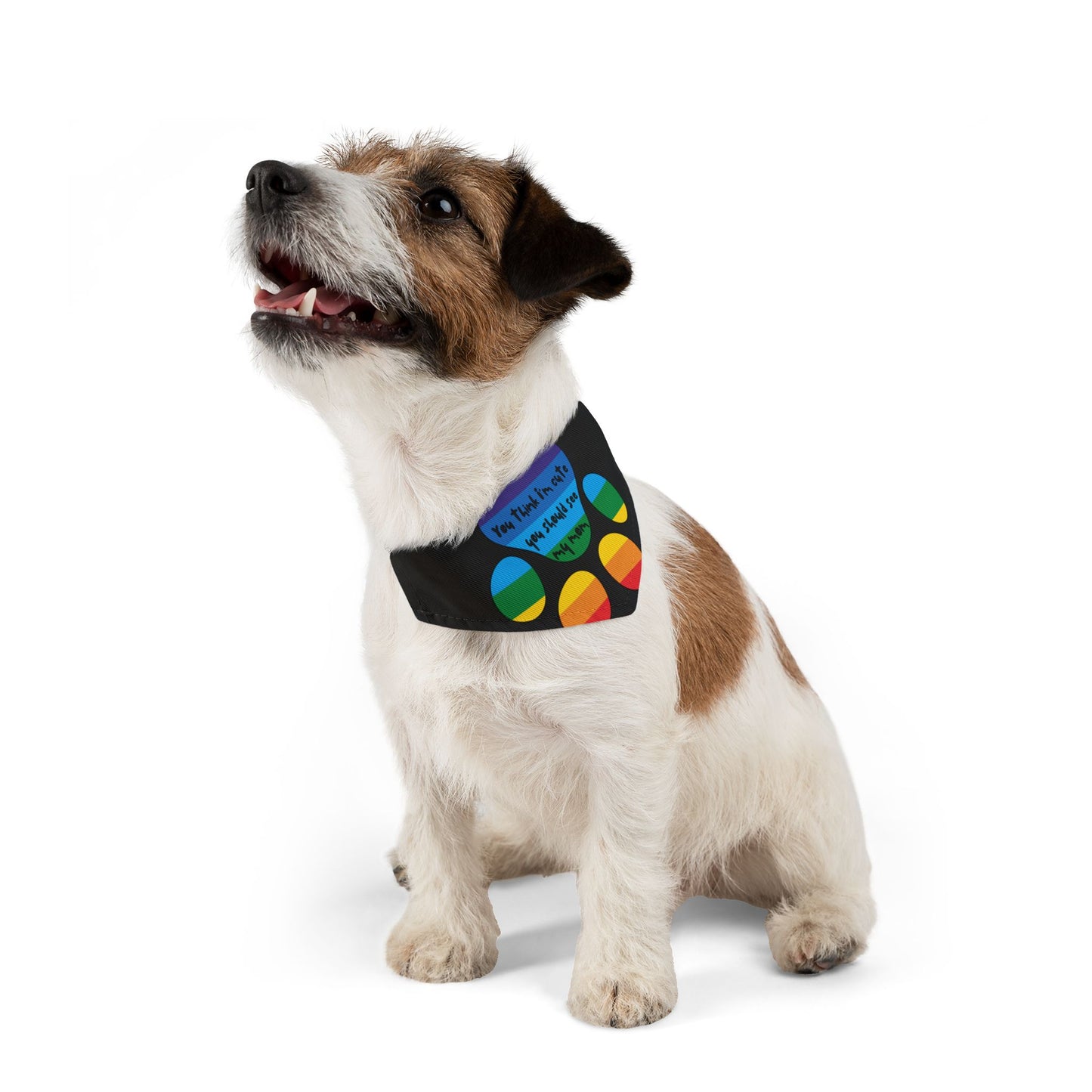 You think I'm cute you should see my mom | Pet Bandana Collar