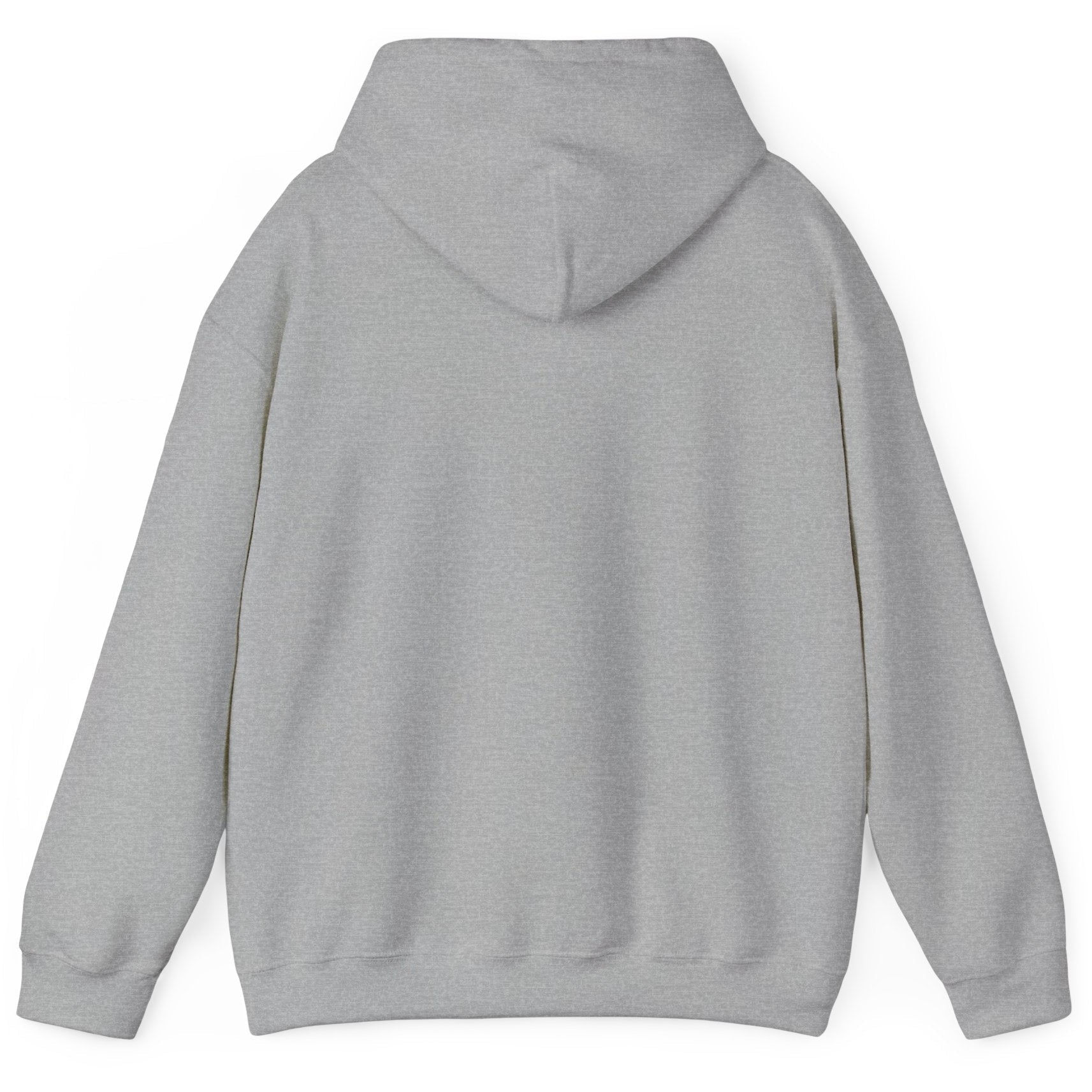 Back of a gray hoodie on a white background
