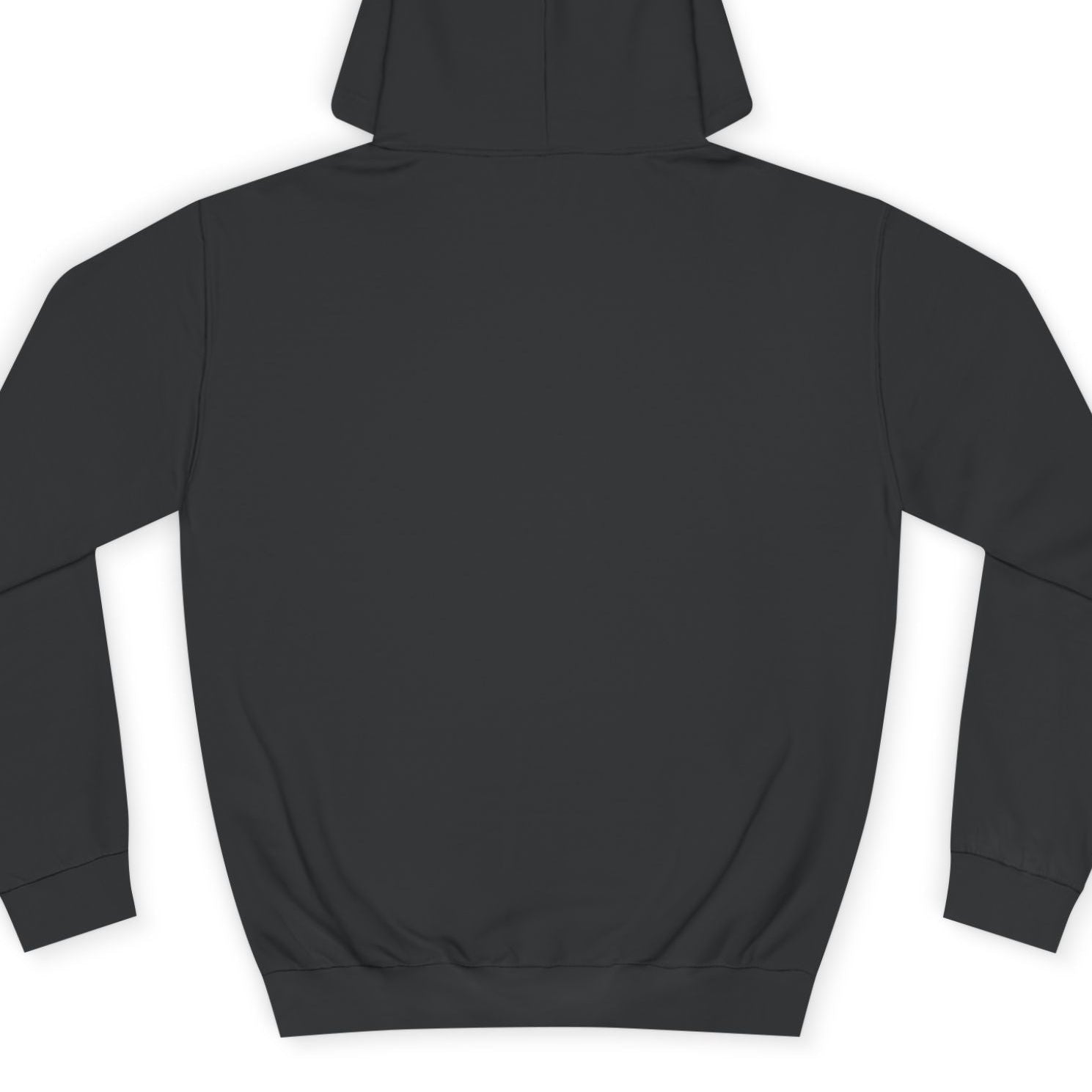 Black hoodie shown from the back on a white background