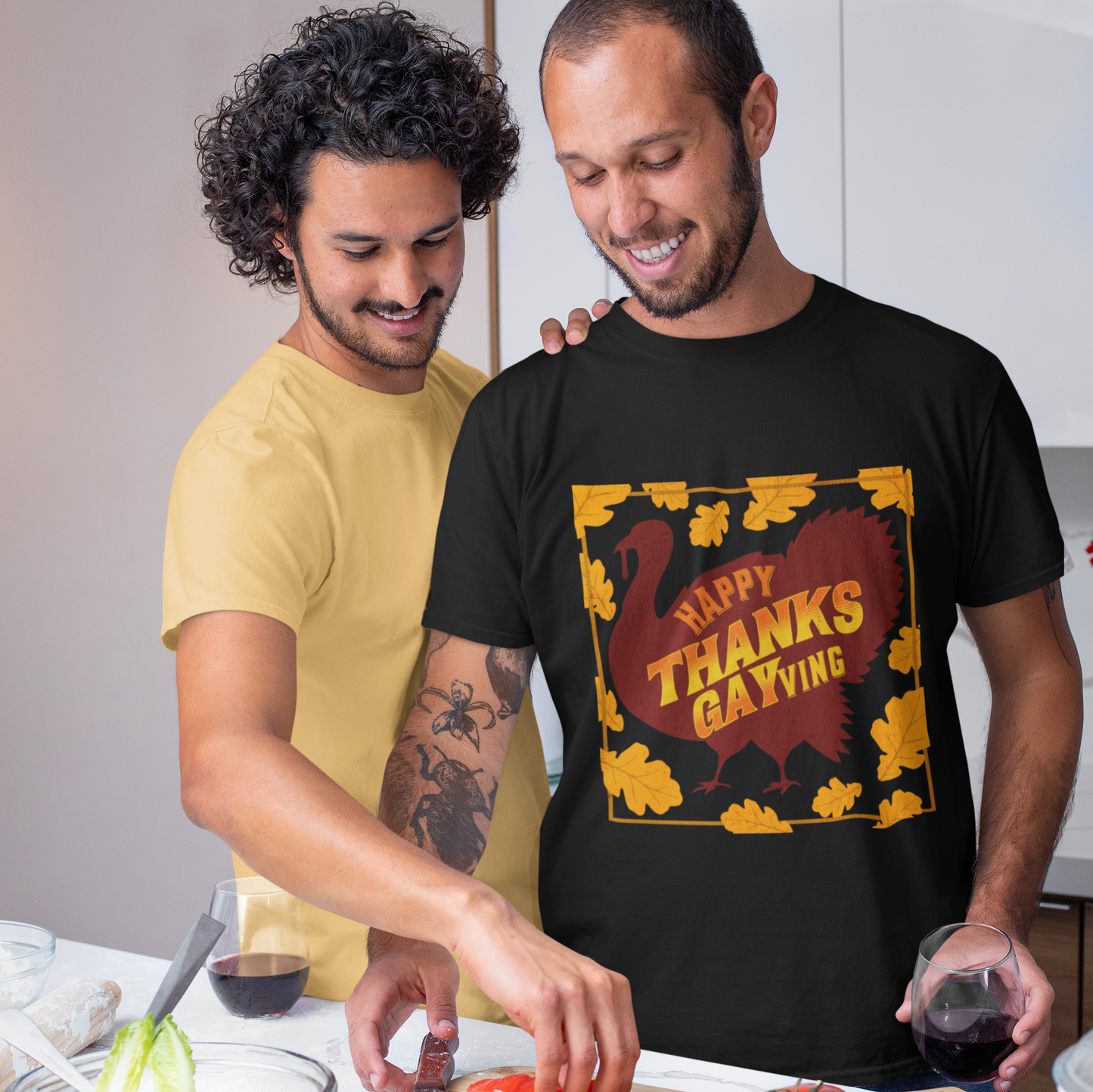 HAPPY THANKS-GAYving | Funny Gay Thanksgiving Tee