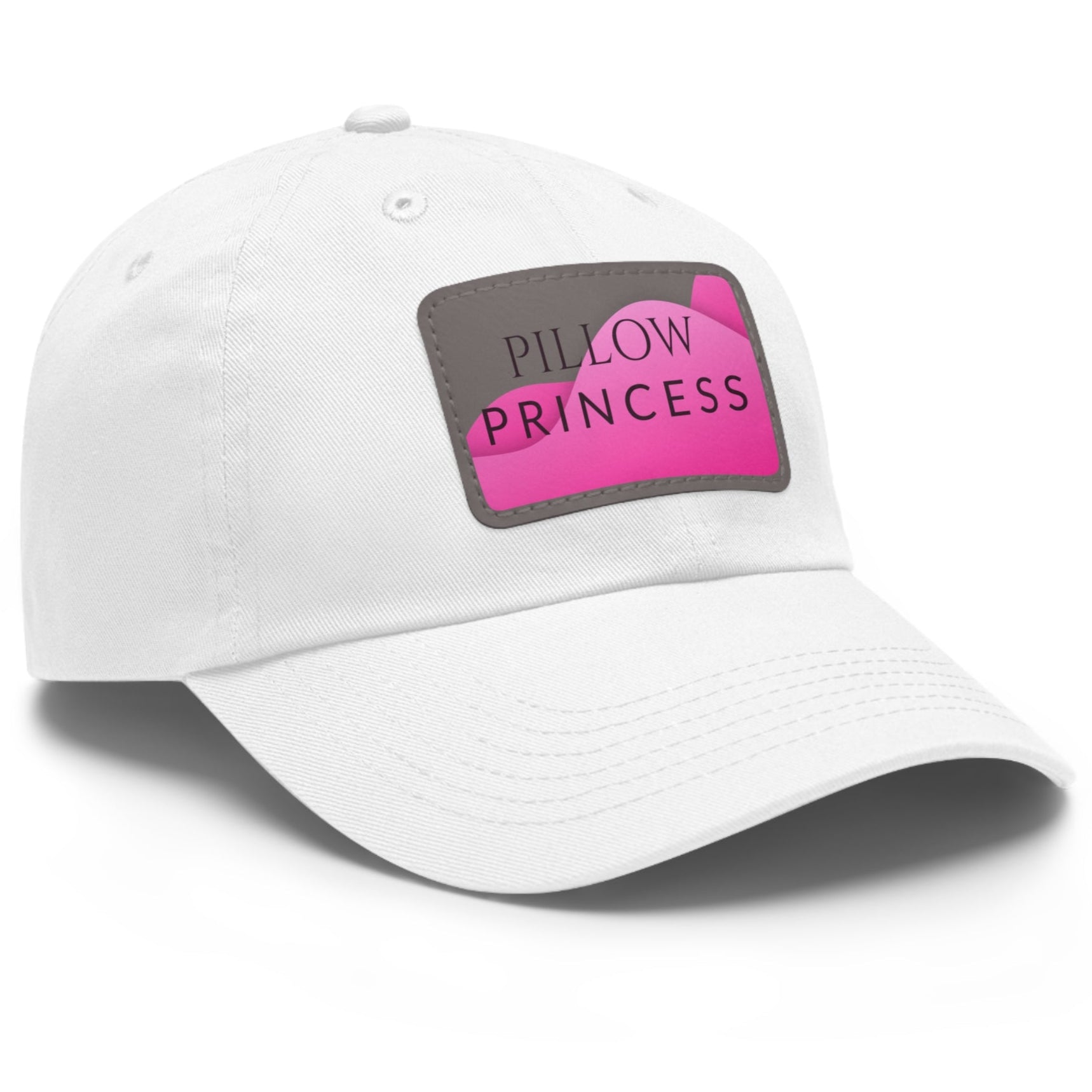 Funny lesbian hat with Pillow Princess design – Designed by Queer Energy side profile in white