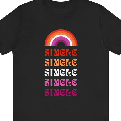 Gay pride t-shirt featuring Single design in lesbian flag colors by Queer Energy in black