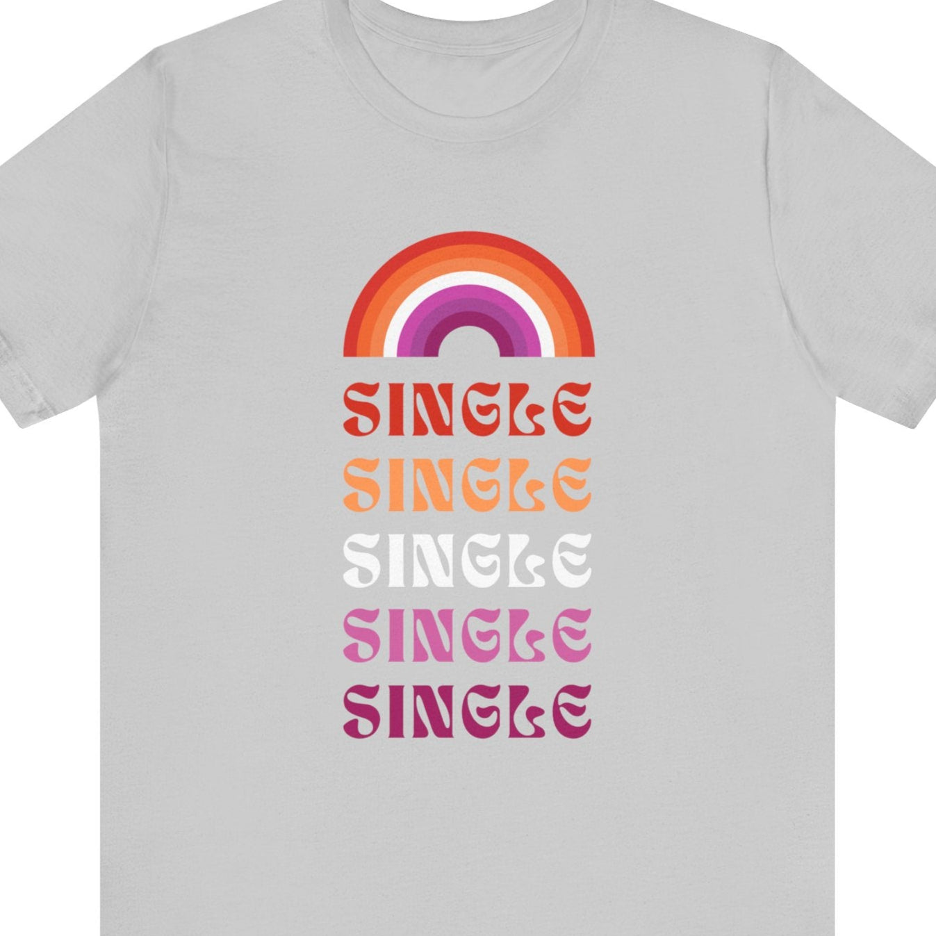 Gay pride t-shirt featuring Single design in lesbian flag colors by Queer Energy in gray