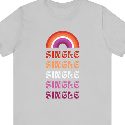 Gay pride t-shirt featuring Single design in lesbian flag colors by Queer Energy in gray