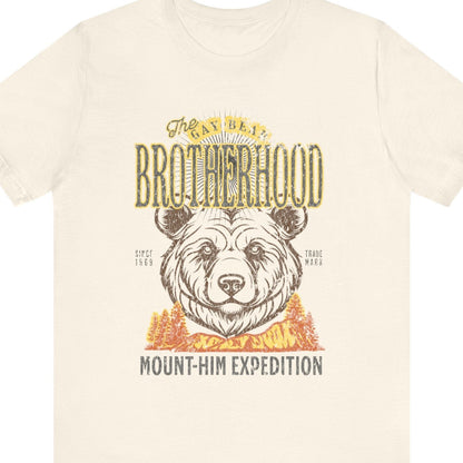 Beige t-shirt that says The Gay Bear Brotherhood Mount-him expedition