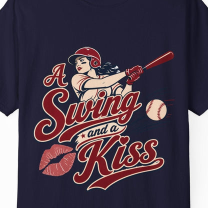A Swing and a Kiss | Lesbian Baseball Tee Designed by Queer Energy - Queer Energy