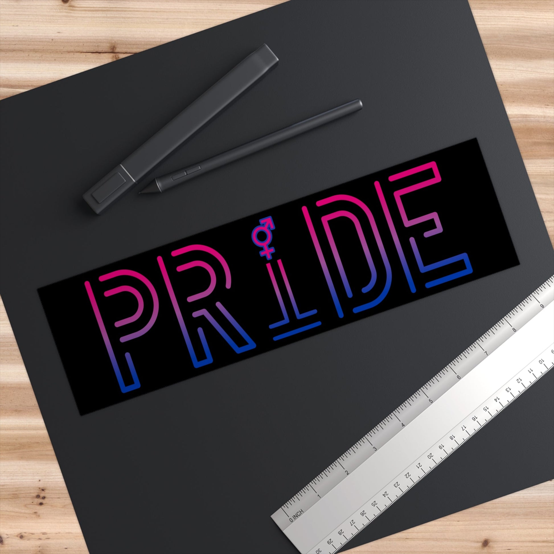 Bi Pride Bumper Sticker — Bisexual Pride Flag colors & Symbol Design | by Queer Energy - Queer Energy