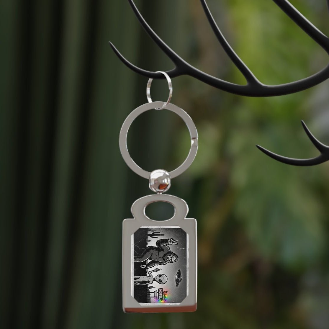 Close Encounters Motel - LGBTQ Alien & Bigfoot Keyring | Designed by Queer Energy - Queer Energy