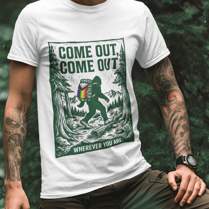 Come Out, Come Out Wherever You Are | Gay Pride Tee Designed by Queer Energy - Queer Energy
