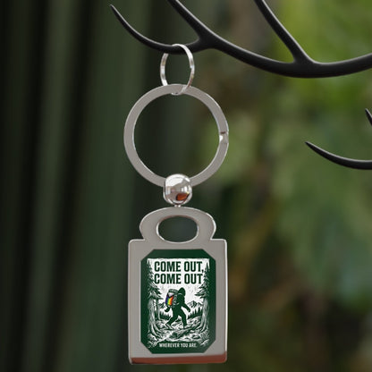 Come Out, Come Out Wherever You Are - LGBTQ Bigfoot Pride Keyring | Designed by Queer Energy - Queer Energy