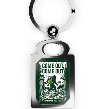 Come Out, Come Out Wherever You Are - LGBTQ Bigfoot Pride Keyring | Designed by Queer Energy - Queer Energy