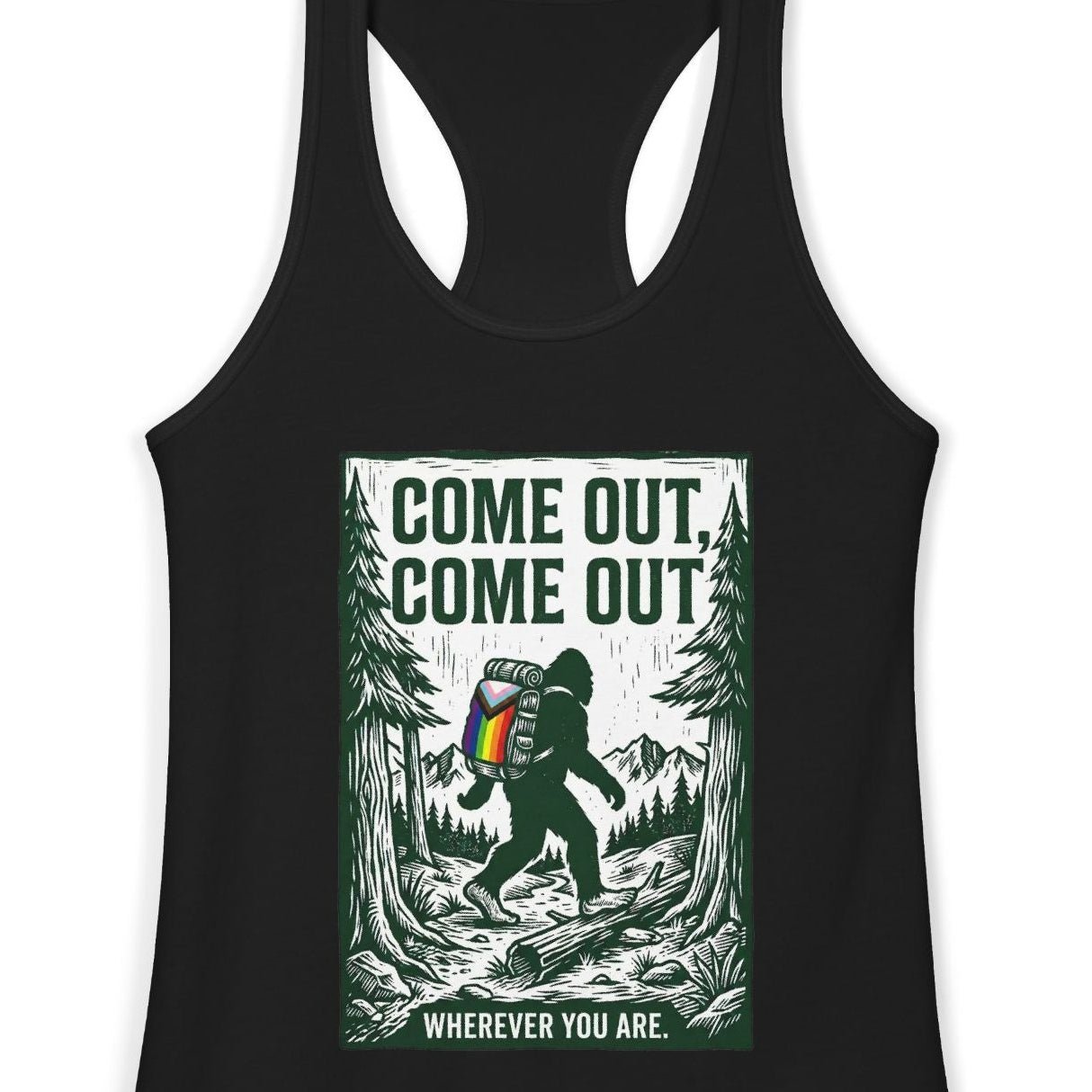 Come Out, Come Out Wherever You Are | Women's Racerback Tank Designed by Queer Energy - Queer Energy