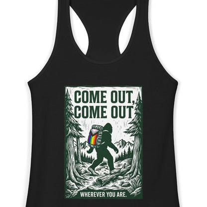 Come Out, Come Out Wherever You Are | Women's Racerback Tank Designed by Queer Energy - Queer Energy