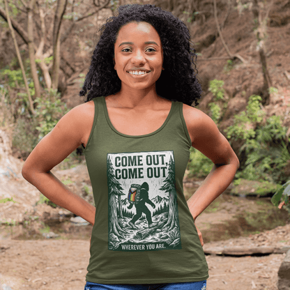 Come Out, Come Out Wherever You Are | Women's Racerback Tank Designed by Queer Energy - Queer Energy