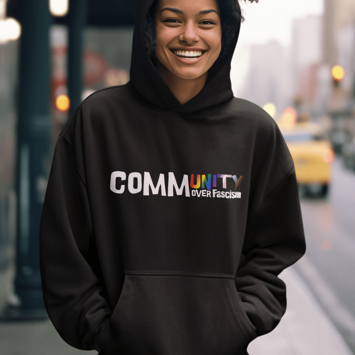 Community Over Fascism | Hoodie Designed by Queer Energy - Queer Energy
