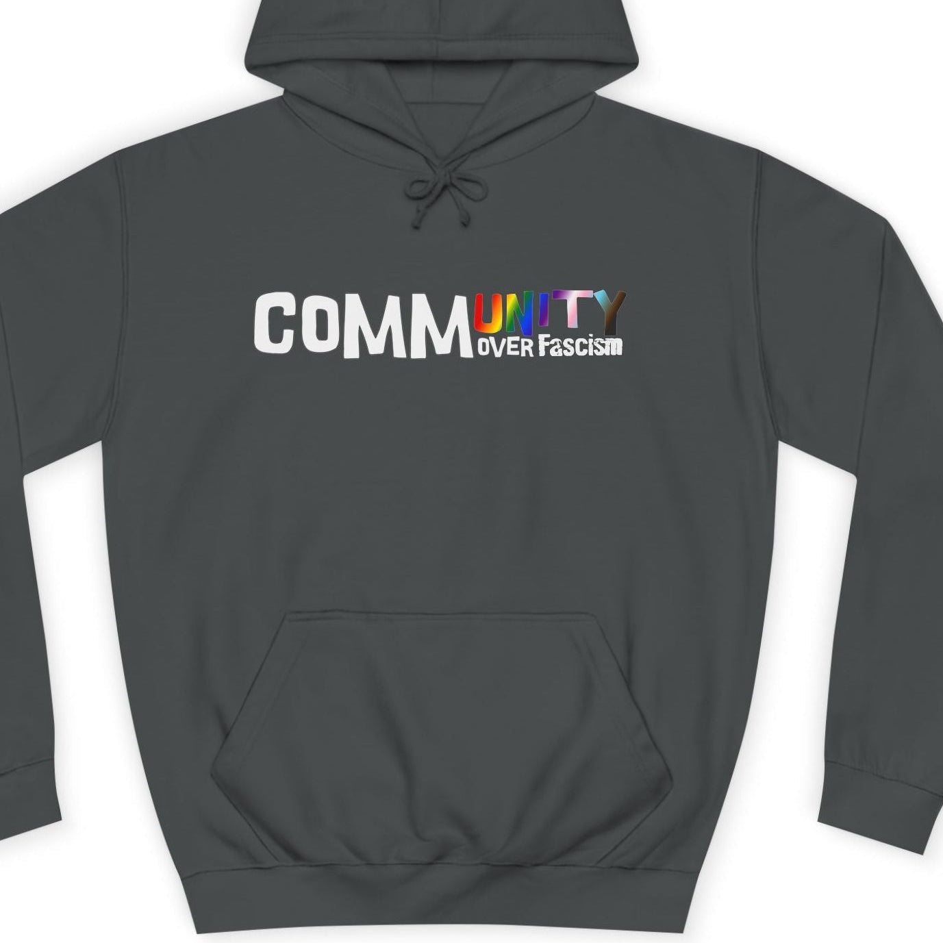 Community Over Fascism | Hoodie Designed by Queer Energy - Queer Energy