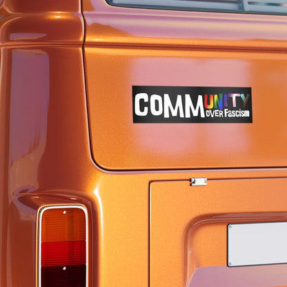 Community Over Fasc!sm | Rainbow Unity Decal - Progress Bumper Sticker - Queer Energy
