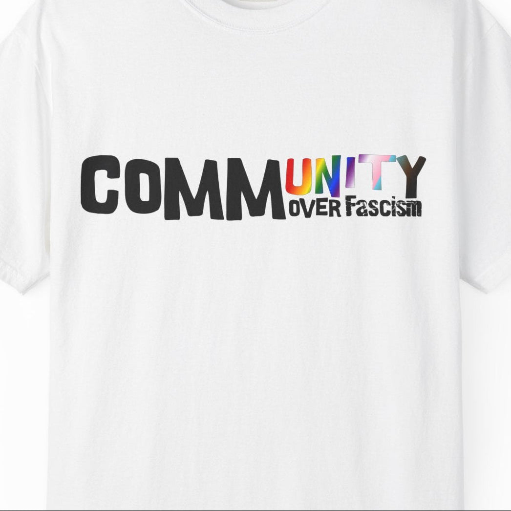 Community Rainbow T-Shirt — 'COMMUNITY' Pride Graphic Tee - Queer Energy