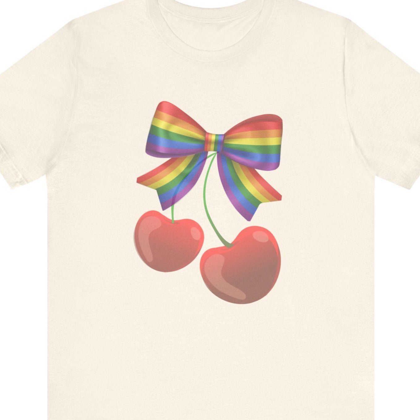 Coquette Cherrys & Pride Bow | Flirty LGBTQ Pride T-Shirt - Designed by Queer Energy - Queer Energy