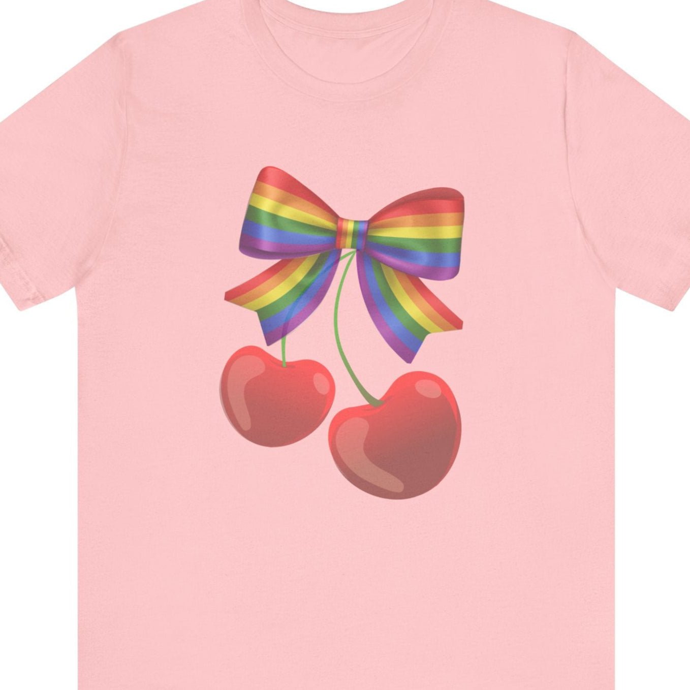 Coquette Cherrys & Pride Bow | Flirty LGBTQ Pride T-Shirt - Designed by Queer Energy - Queer Energy