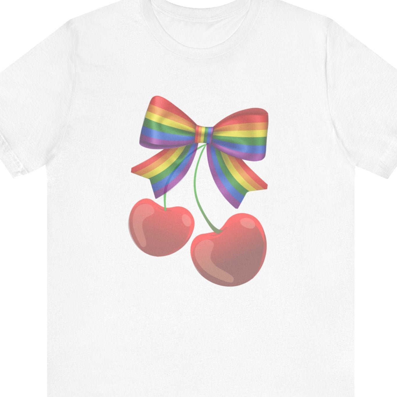 Coquette Cherrys & Pride Bow | Flirty LGBTQ Pride T-Shirt - Designed by Queer Energy - Queer Energy
