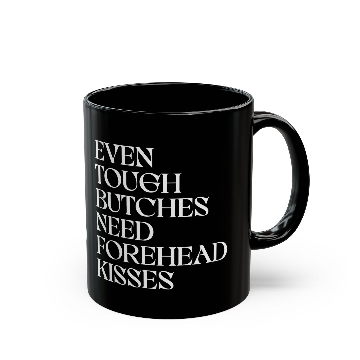 Even Tough Butches Need Forehead Kisses | Ceramic Mug Designed by Queer Energy - Queer Energy
