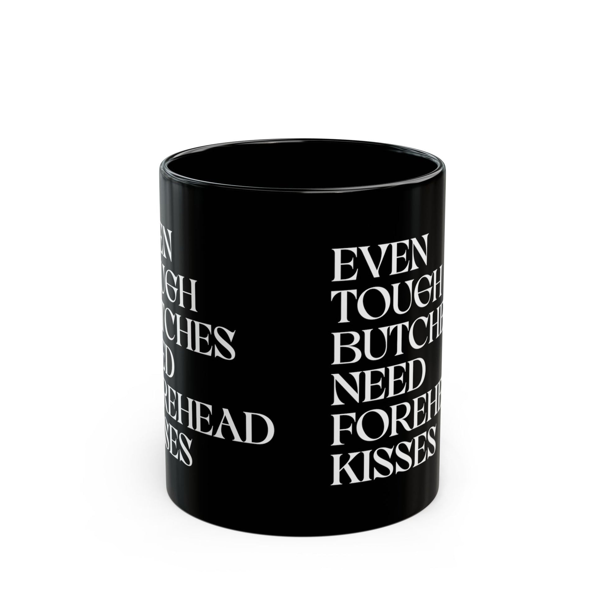 Even Tough Butches Need Forehead Kisses | Ceramic Mug Designed by Queer Energy - Queer Energy