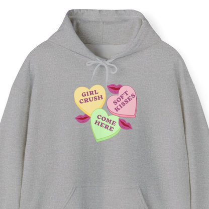 Girl Crush Candy Hearts | Sapphic Hoodie - Queer Energy