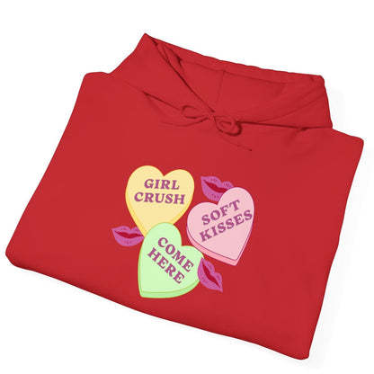 Girl Crush Candy Hearts | Sapphic Hoodie - Queer Energy
