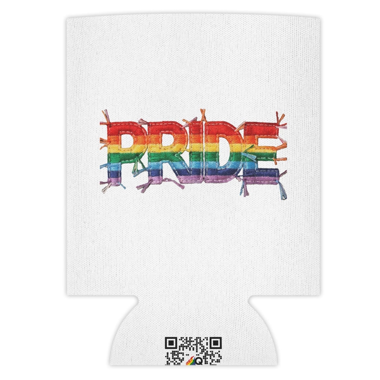 Happy Pride | LGBTQ Faux Patchwork Can Cooler Designed by Queer Energy - Queer Energy