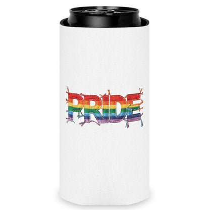 Happy Pride | LGBTQ Faux Patchwork Can Cooler Designed by Queer Energy - Queer Energy