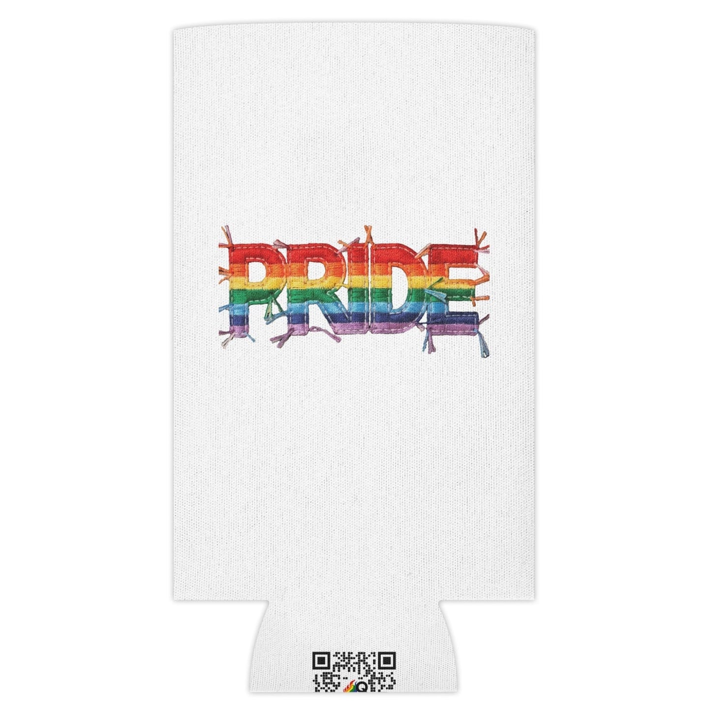 Happy Pride | LGBTQ Faux Patchwork Can Cooler Designed by Queer Energy - Queer Energy