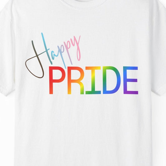 Happy Pride t-shirt | Gay Pride Tee in Progressive Flag colors Designed by Queer Energy - Queer Energy