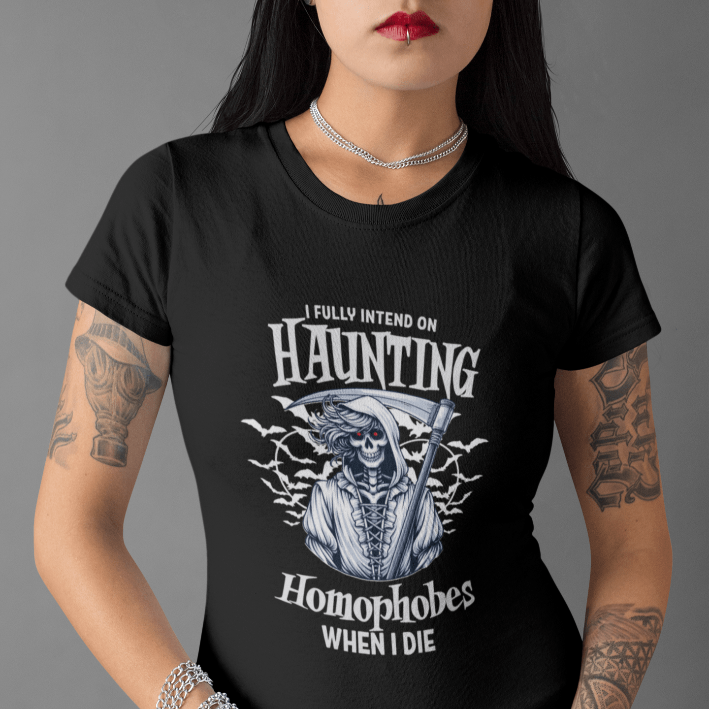I FULLY INTEND ON HAUNTING HOMOPHOBES WHEN I DIE | Funny LGBTQ Halloween tee - Queer Energy