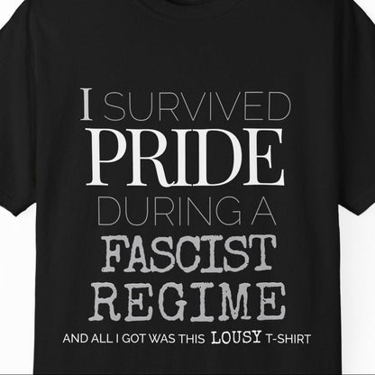 I SURVIVED PRIDE Graphic T-Shirt — Minimalist White Statement Tee | Designed by Queer Energy - Queer Energy