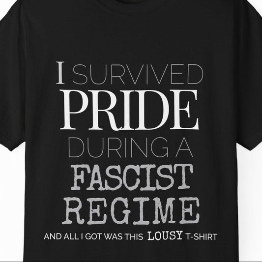 I SURVIVED PRIDE Graphic T-Shirt — Minimalist White Statement Tee | Designed by Queer Energy - Queer Energy